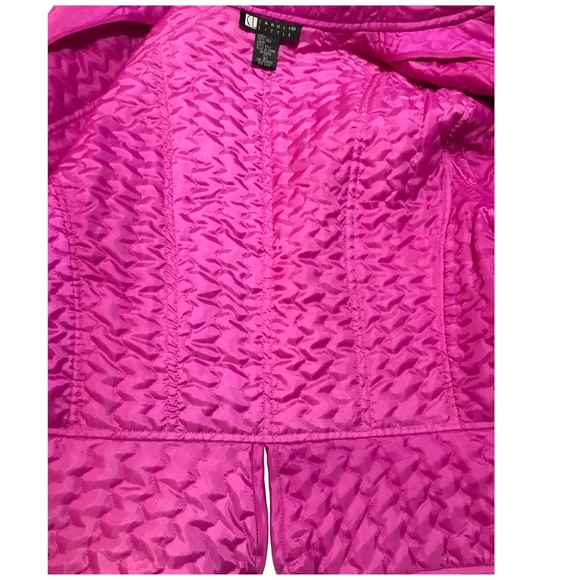 NWOT Carole Little, Quilted Fuchsia Violet, Cropped Style 💯% Silk Blazer - Picture 5 of 6